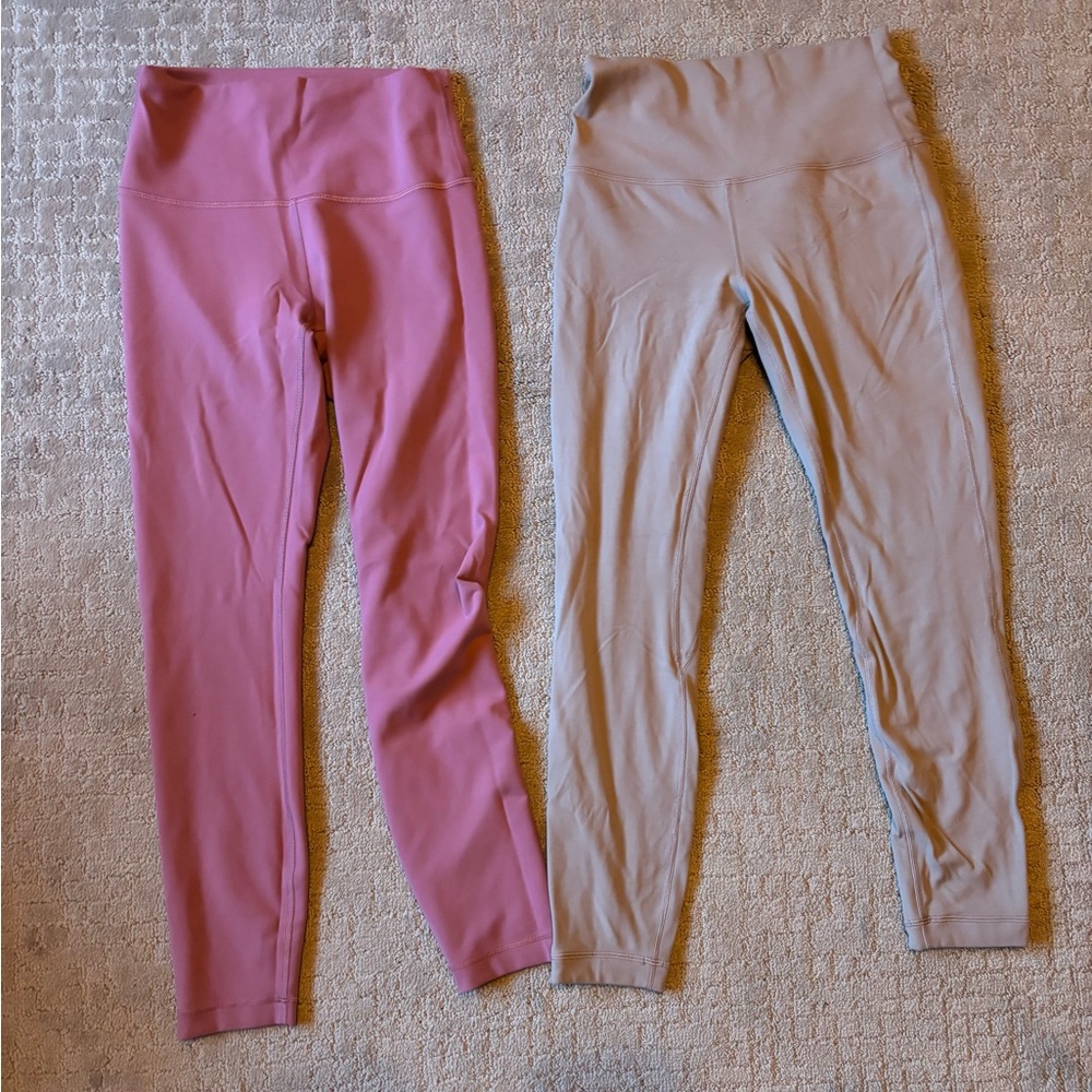 lululemon Leggings Duo — Dusty Pink & Light Gray
